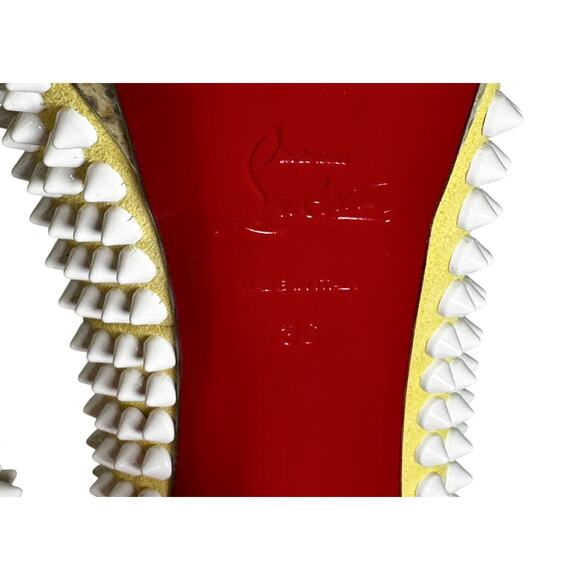 Christian Louboutin Lady Peep 150 Spikes Platform Heels Pumps 36 Yellow Pink - Picture 5 of 5
